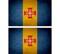 Akachafactory 2X Autocollant Sticker Drapeau Vintage Vieilli Madeira madere Portugal