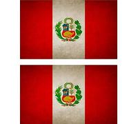 Akachafactory 2X Autocollant Sticker Drapeau Vintage Vieilli PE perou