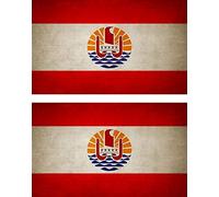 Akachafactory 2X Autocollant Sticker Drapeau Vintage Vieilli PF polynesie Francaise