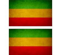 Akachafactory 2X Autocollant Sticker Drapeau Vintage Vieilli Rasta Reggae
