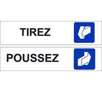 Akachafactory 2X Autocollant Sticker Porte Portail Commerce Bureau Poussez Tirez Panneau