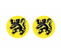 Akachafactory 2X Autocollant Sticker Rond cocarde Drapeau Flandres Belgique