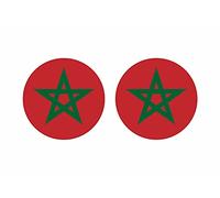 Akachafactory 2X Autocollant Sticker Rond cocarde Drapeau Maroc marocain