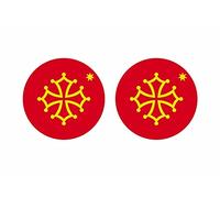 Akachafactory 2X Autocollant Sticker Rond cocarde Drapeau occitanie Occitan