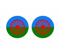Akachafactory 2X Autocollant Sticker Rond cocarde Drapeau roms Romani Gitan tzygane