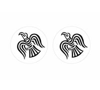 Akachafactory 2X Autocollant Sticker Rond cocarde Drapeau vinland Viking Odin Raven Blanc