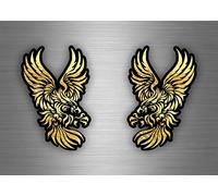 Akachafactory 2X Autocollant Sticker Voiture Moto Aigle Tribal Tuning Biker Moto Vinyl Or