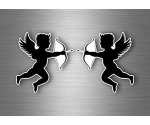 Akachafactory 2X Autocollant Sticker Voiture Moto Ange Angel Amour muraux Ailes Cupidon Noir