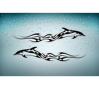 Akachafactory 2X Autocollant Sticker Voiture Moto Tuning Dauphin Fleur Tribal Bomb JDM r2