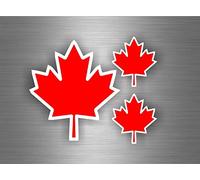 Akachafactory 3 x Autocollant Sticker Feuille erable Drapeau Canada Canadien Auto Moto Tuning