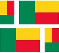 Akachafactory 4 x Autocollant Sticker Voiture Moto Valise pc Portable Drapeau Benin beninois