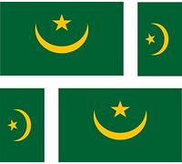 Akachafactory 4 x Autocollant Sticker Voiture Moto Valise pc Portable Drapeau Mauritanie