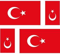 Akachafactory 4 x Autocollant Sticker Voiture Moto Valise pc Portable Drapeau Turquie Turc