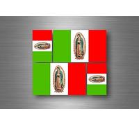 Akachafactory 4X Autocollant Sticker Voiture Drapeau Lady Guadalupe Mexique Vierge Mexicain