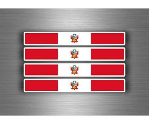 Akachafactory 4X Autocollant Sticker Voiture Moto Stripes Drapeau Tuning perou Peru peruvien