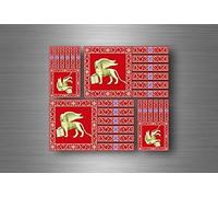 Akachafactory 4X Autocollant Sticker Voiture Vinyl adhesif Drapeau Republique Venise venessia