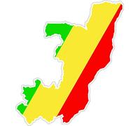 Akachafactory Autocollant Sticker adhesif Voiture Vinyle Drapeau Carte Congo rdc