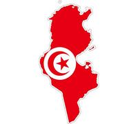 Akachafactory Autocollant Sticker adhesif Voiture Vinyle Drapeau Carte Tunisie Tunisien