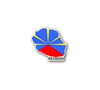 Akachafactory Autocollant Sticker Carte Drapeau departement Exterieur Reunion ile