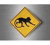 Akachafactory Autocollant Sticker Laptop Panneau Route Safari Attention Singe