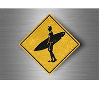 Autocollant Sticker Laptop Panneau Route Safari Attention Surf Surfeur