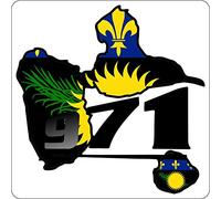 Akachafactory Autocollant Sticker Laptop Voiture Moto Guadeloupe ile Carte Drapeau 971