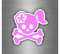 Akachafactory Autocollant Sticker Moto Motard Skull Tete de Mort Pirate Rose Voiture