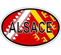 Akachafactory Autocollant Sticker Ovale Oval Drapeau Code Pays Alsace departement