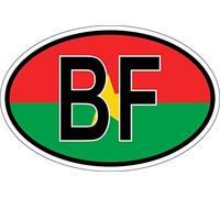 Akachafactory Autocollant Sticker Ovale Oval Drapeau Code Pays BF Burkina Faso