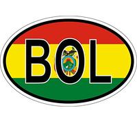 Akachafactory Autocollant Sticker Ovale Oval Drapeau Code Pays Bol Bolivie