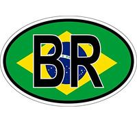 Akachafactory Autocollant Sticker Ovale Oval Drapeau Code Pays BR bresil