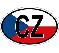 Akachafactory Autocollant Sticker Ovale Oval Drapeau Code Pays CZ Republique tcheque