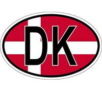 Akachafactory Autocollant Sticker Ovale Oval Drapeau Code Pays DK Danemark