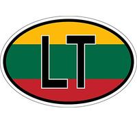 Akachafactory Autocollant Sticker Ovale Oval Drapeau Code Pays LT Lituanie