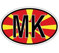 Akachafactory Autocollant Sticker Ovale Oval Drapeau Code Pays MK macedoine