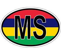 Akachafactory Autocollant Sticker Ovale Oval Drapeau Code Pays MS ile Maurice