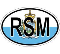 Akachafactory Autocollant Sticker Ovale Oval Drapeau Code Pays RSM Saint St Marin