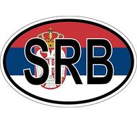 Akachafactory Autocollant Sticker Ovale Oval Drapeau Code Pays SRB Serbie