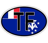 Akachafactory Autocollant Sticker Ovale Oval Drapeau Code Pays TF taaf