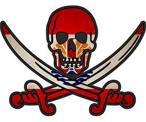 Akachafactory Autocollant Sticker Pirate Jack Rackham Calico Drapeau Pays polynesie Francaise