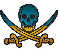 Akachafactory Autocollant Sticker Pirate Jack Rackham Calico Drapeau Pays UA Ukraine