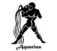 Akachafactory Autocollant Sticker Signe Zodiaque Astrologie Aquarius Verseau Noir Blanc