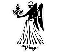 Akachafactory Autocollant Sticker Signe Zodiaque Astrologie Virgo Vierge Noir Blanc Horoscope