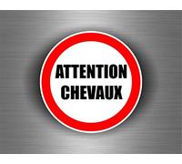 Akachafactory Autocollant Sticker Voiture Moto Attention Chevaux Cheval Panneau signalisation