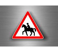 Akachafactory Autocollant Sticker Voiture Moto Attention Chevaux Cheval signalisation Panneau