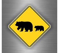 Akachafactory Autocollant Sticker Voiture Moto Attention Ours Panneau Tuning grizzli
