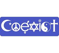 Akachafactory Autocollant Sticker Voiture Moto Coexist Paix Tolerance Religion Bleu