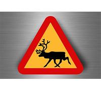 Akachafactory Autocollant Sticker Voiture Moto Murale Panneau Attention Danger cerf Deer