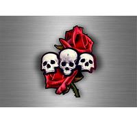 Akachafactory Autocollant Sticker Voiture Moto Tuning Biker Motard Tete de Mort Rose