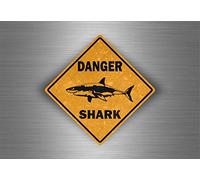Akachafactory Autocollant Sticker Voiture Moto Tuning Danger Requin Shark Surf Surfeur Mural